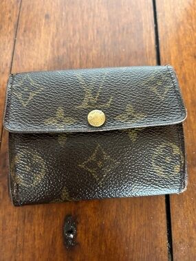 Authentic Louis Vuitton Monogram Snap Card Case — Brown with Gold Accents
